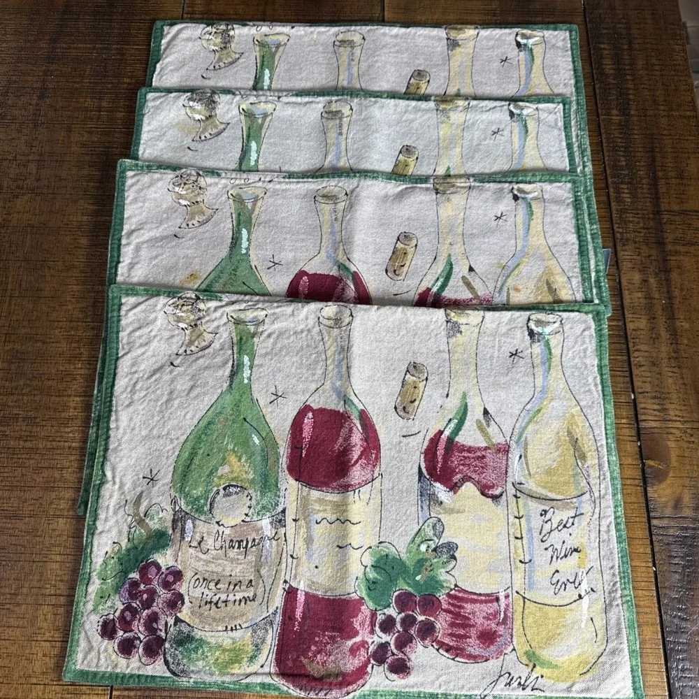 8 Vtg Julia Junkin Studio Collection Artist Series Western Linen‎ Wine Placemats